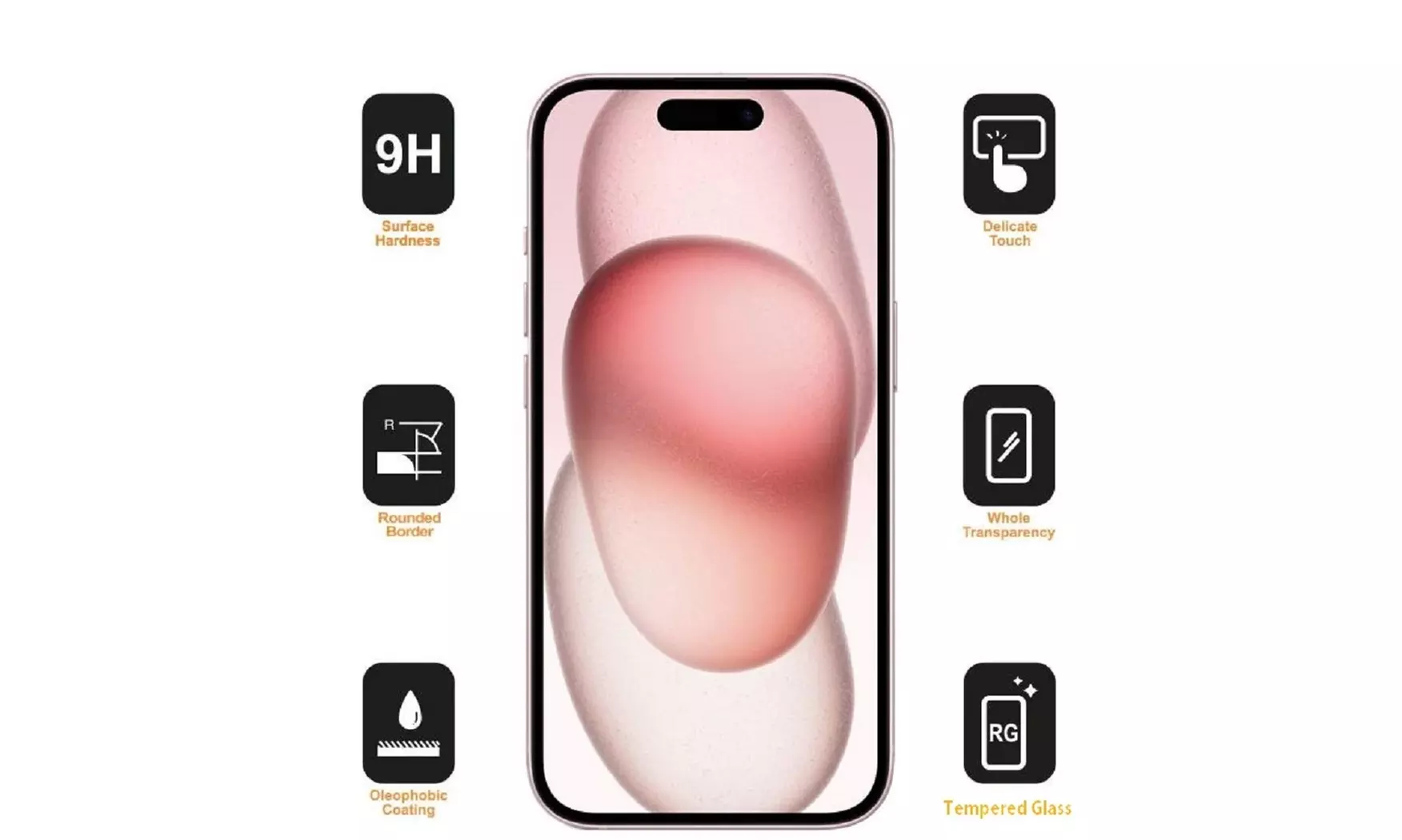 For iPhone 15 Screen Protector Tempered Glass 9H Screen Cover Film 6.1"