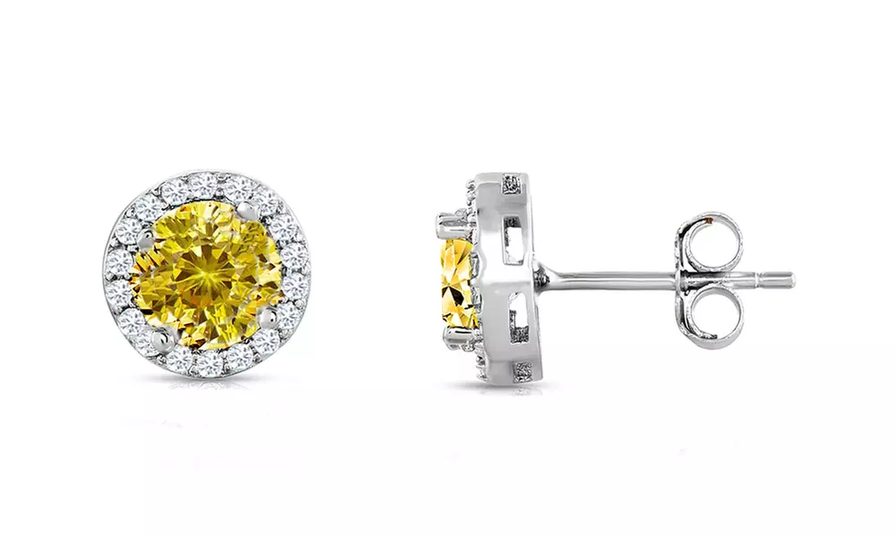 Sterling Silver 3.00 CTTW Cubic Zirconia Halo Studs 
