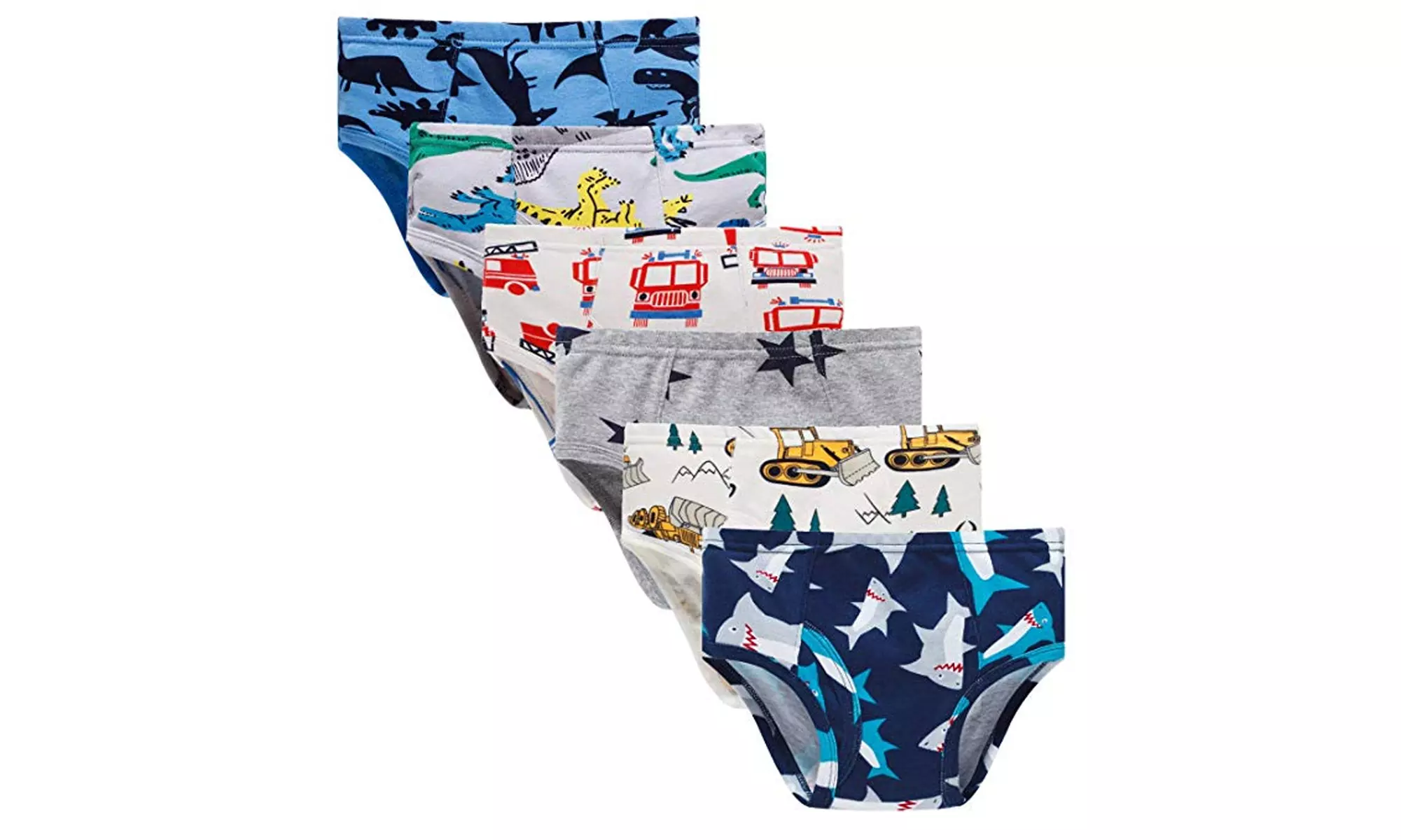 Boboking Little Boys Briefs Dinosaur Truck Toddler Kids Underwear (Pack of 6) - Primary Image