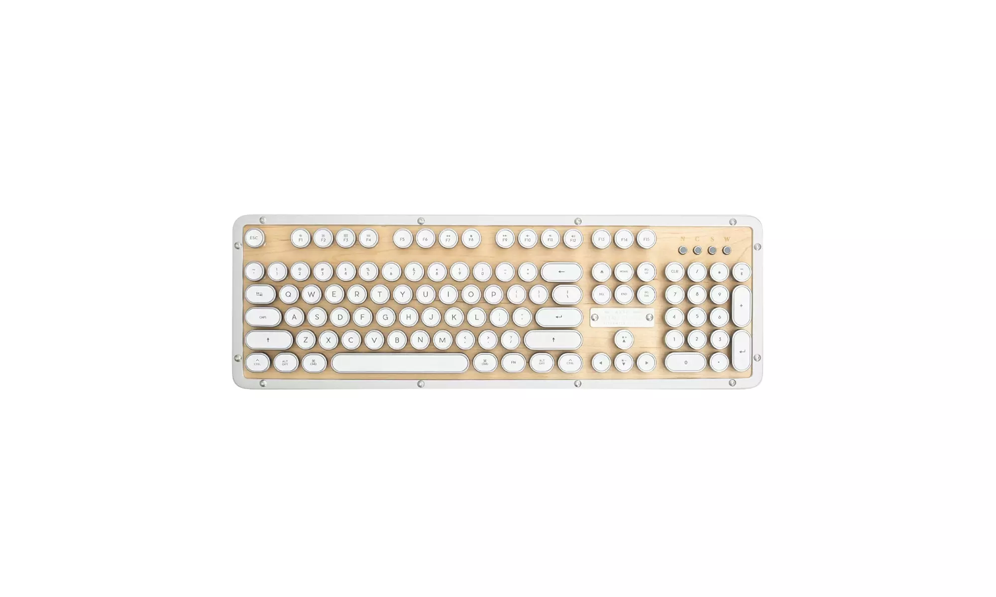 Azio Retro Classic Backlit Mechanical Bluetooth Keyboard (Maple Wood) - Primary Image