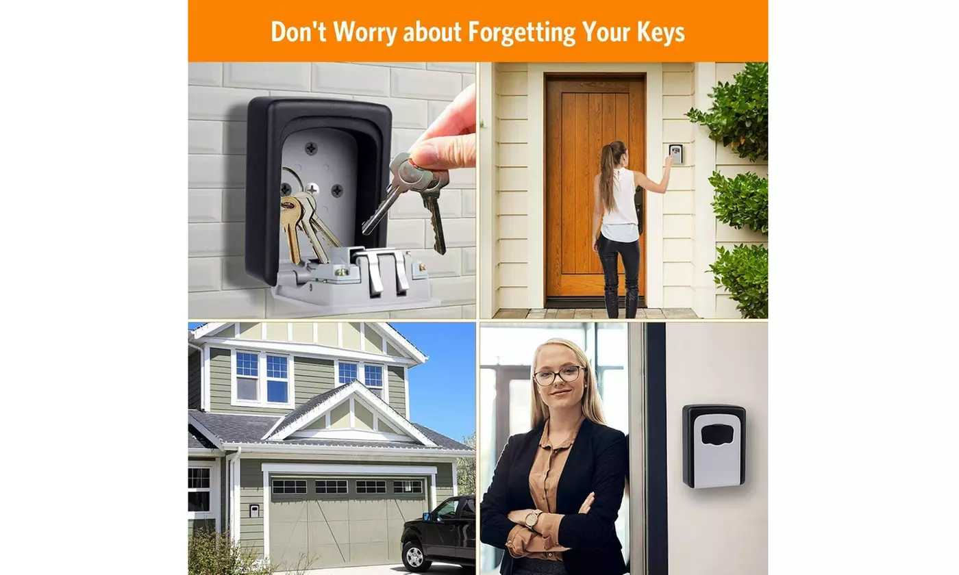 4-Digit Combination Key Lock Box Wall Mount Safe Security Storage Case