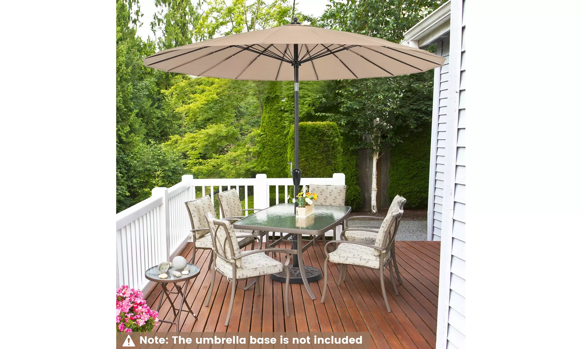Costway 9 FT Round Patio Umbrella with Push Button Tilt & Crank Handle