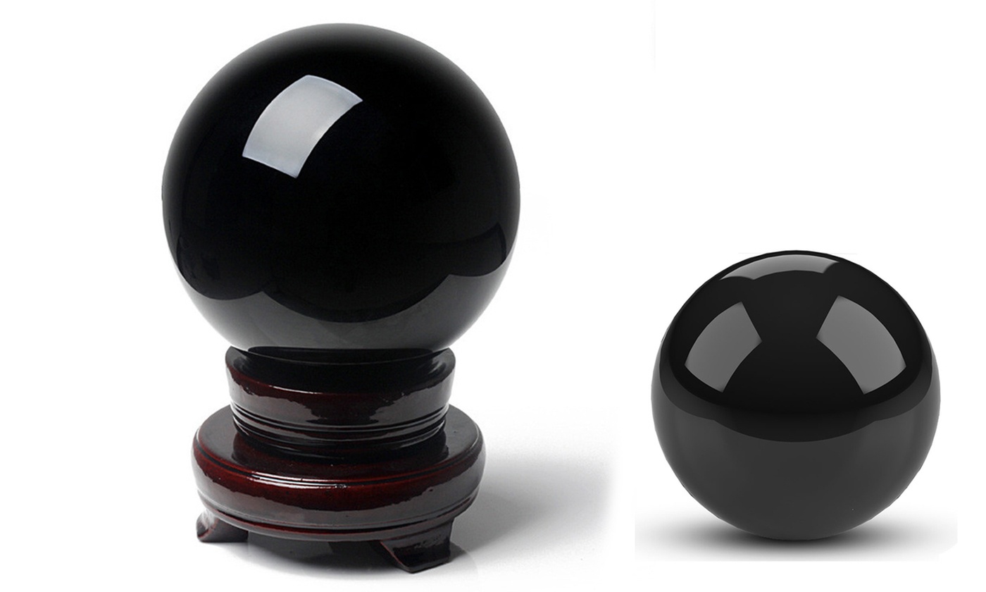 6"  Sphere Black Crystal Ball Healing Rainbow Stone Home Decor