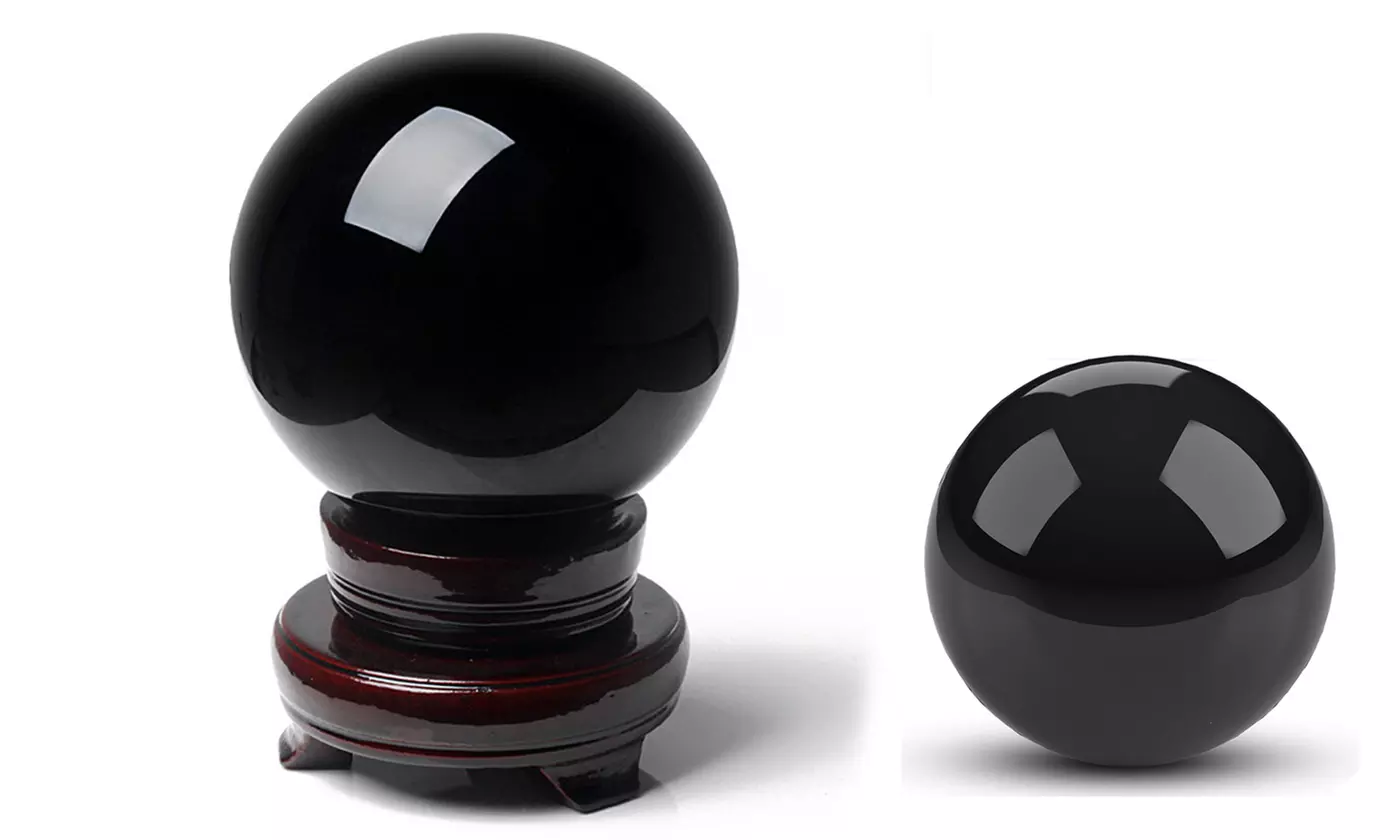 6"  Sphere Black Crystal Ball Healing Rainbow Stone Home Decor