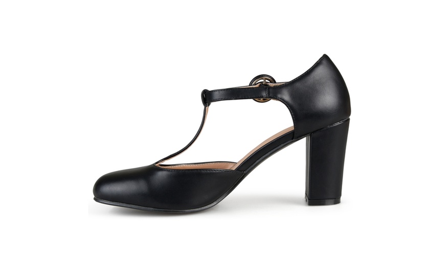 Image 47: Journee Collection Womens Round Toe T-strap Pumps