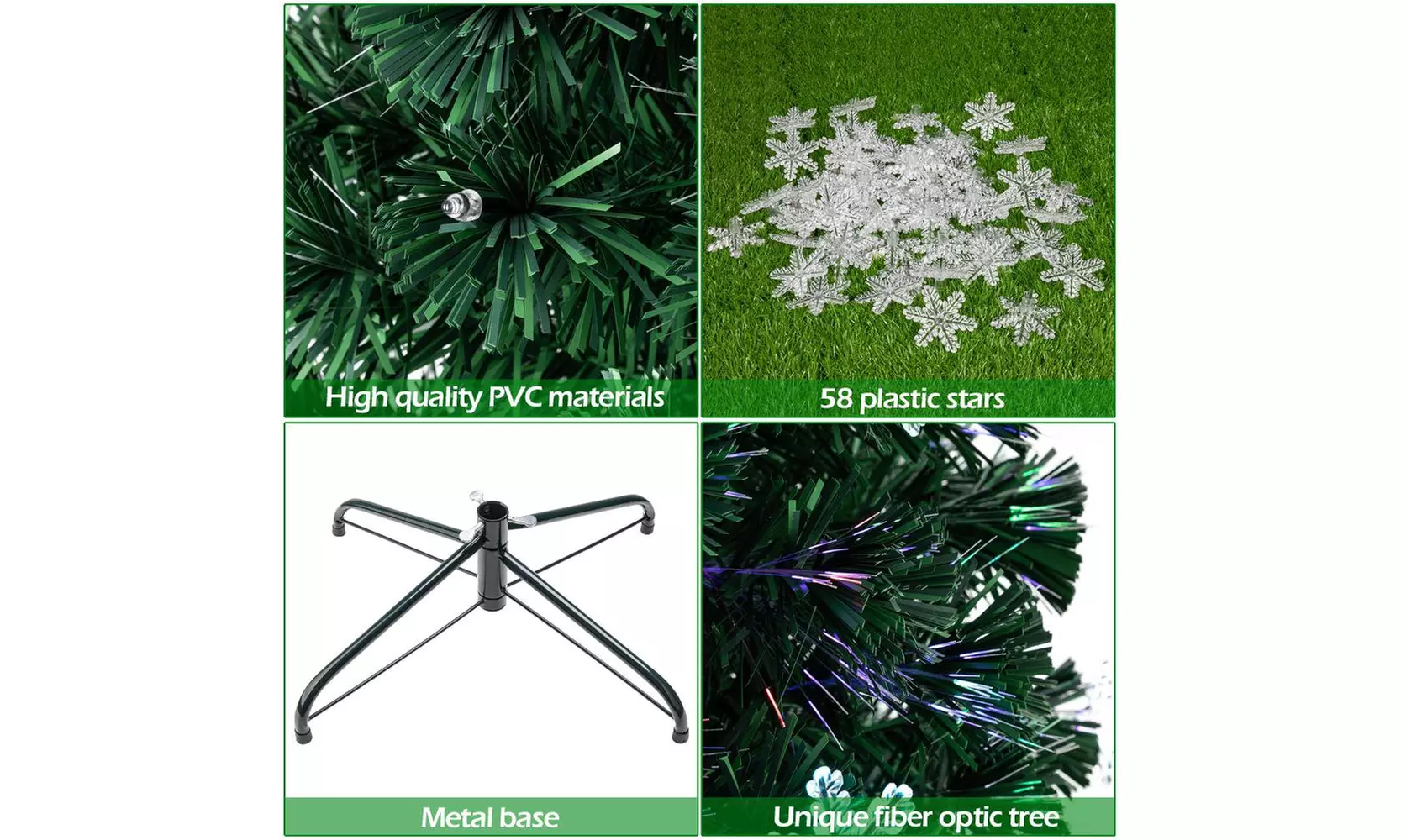 7 FT Artificial Pre-lit Fiber Christmas Tree Optic LED Lights with Iron Stand