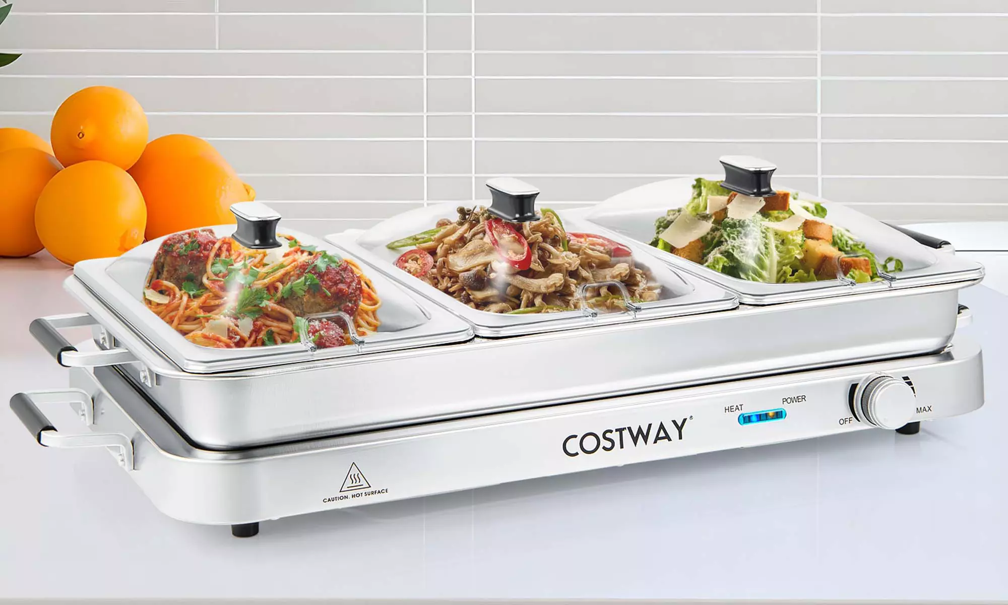 Costway Food Warmer Buffet Server 450W Stainless Steel Electric Warming Tray - Primary Image