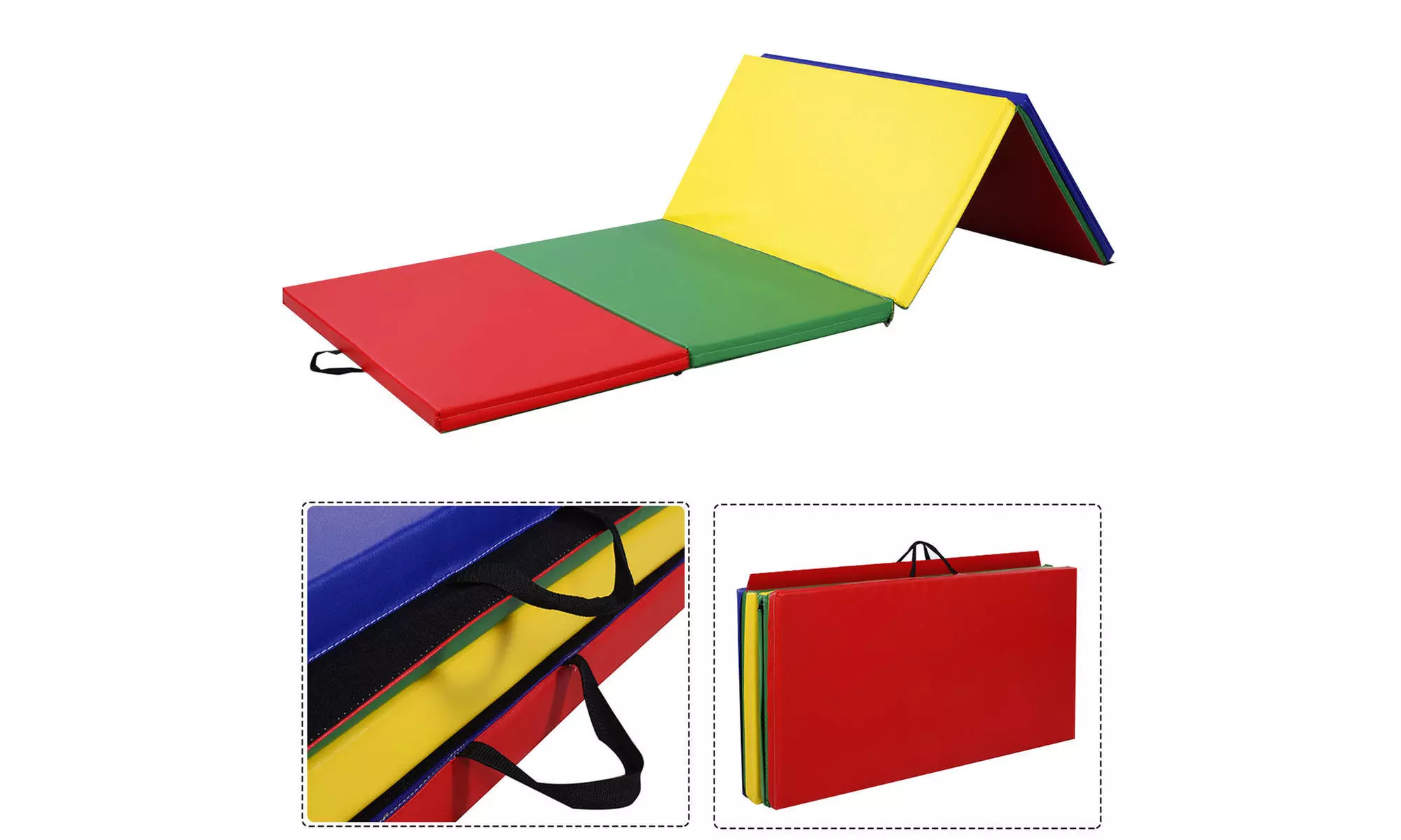 4'x8'x2'' PU Gymnastics Mat Gym Folding Panel Yoga Exercise - Primary Image