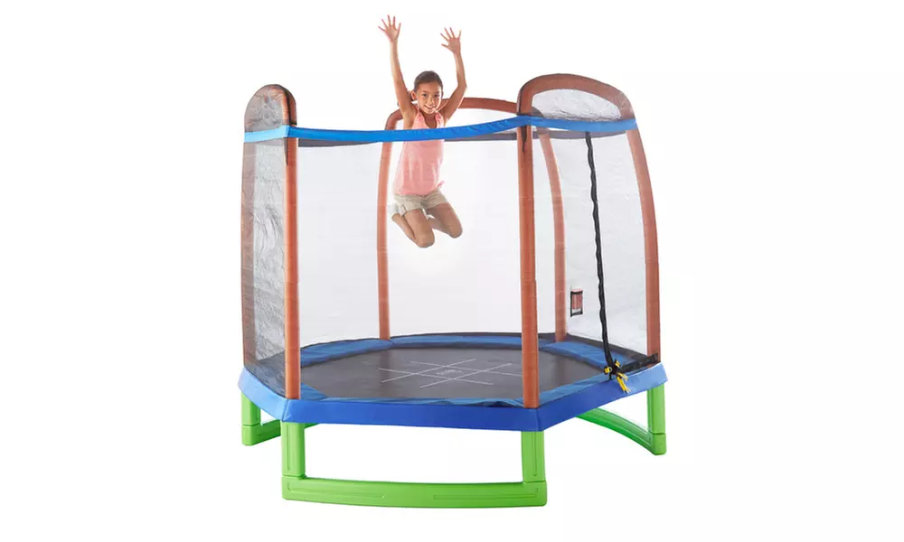 Pure Fun 7-Foot Kids Trampoline Set with Tic-tac-toe - Primary Image