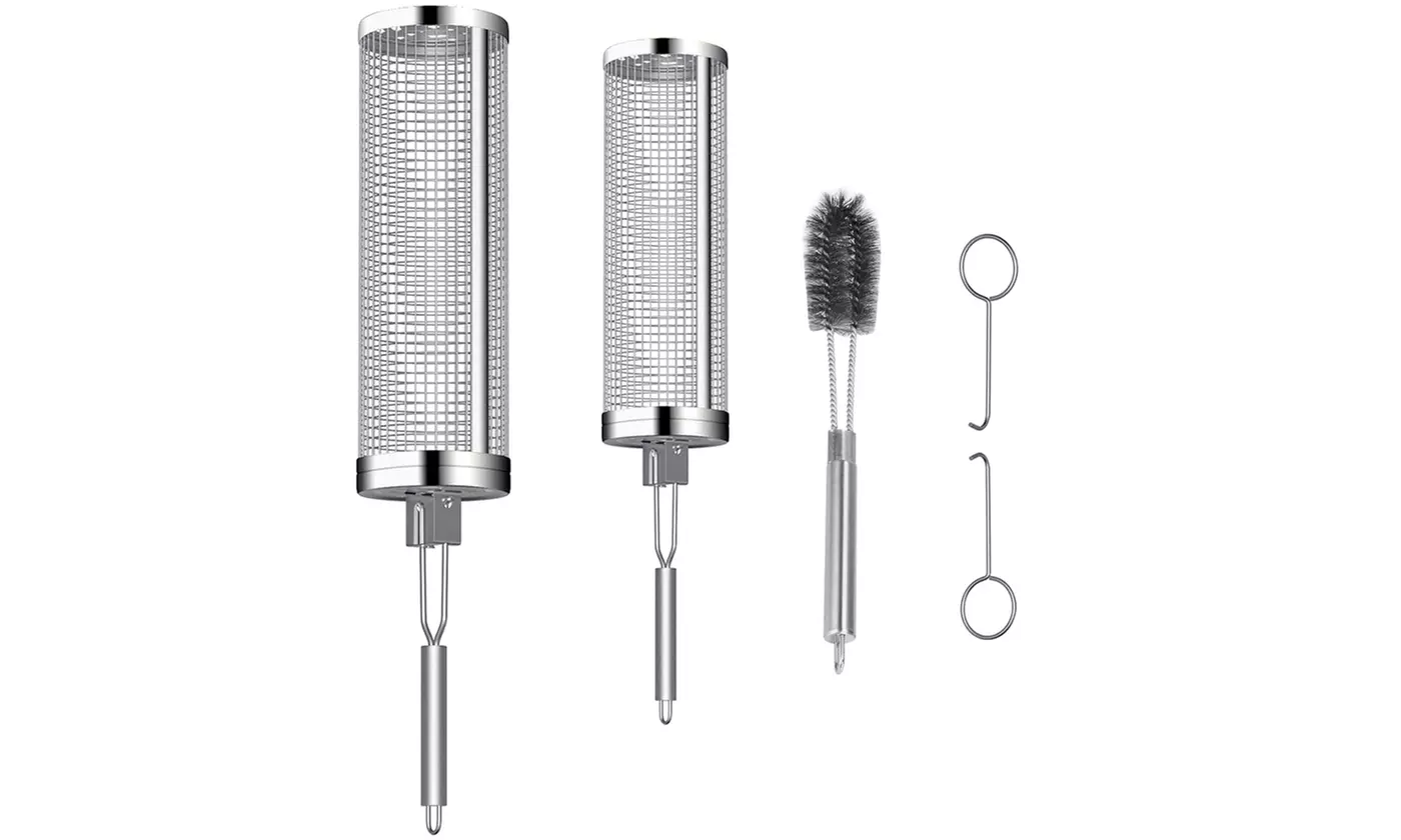 iMounTEK Two-Pack 360-Degree Rolling Stainless Steel Grill Basket