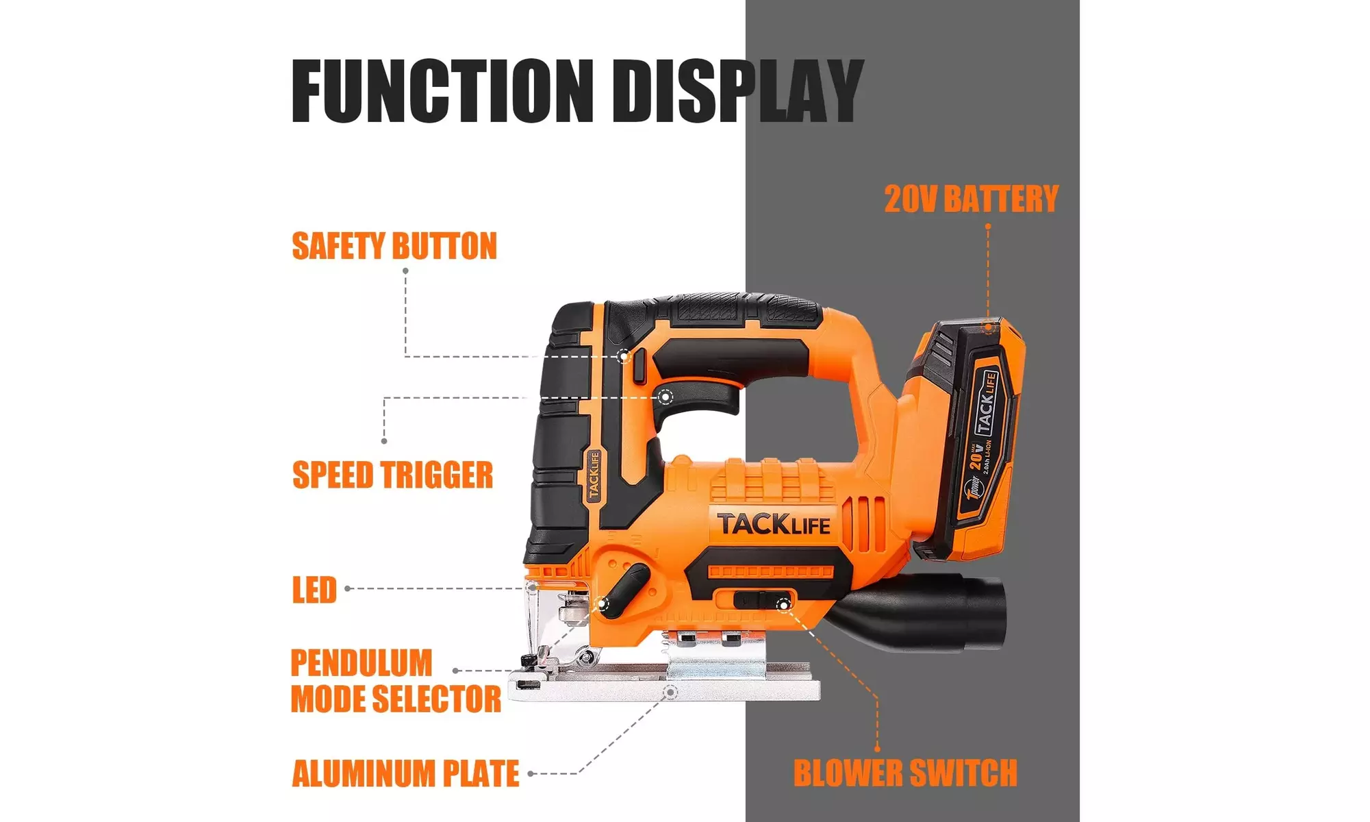 TACKLIFE 20V 2.0Ah Max Cordless Jig Saw with Battery & Charger - Second Medium
