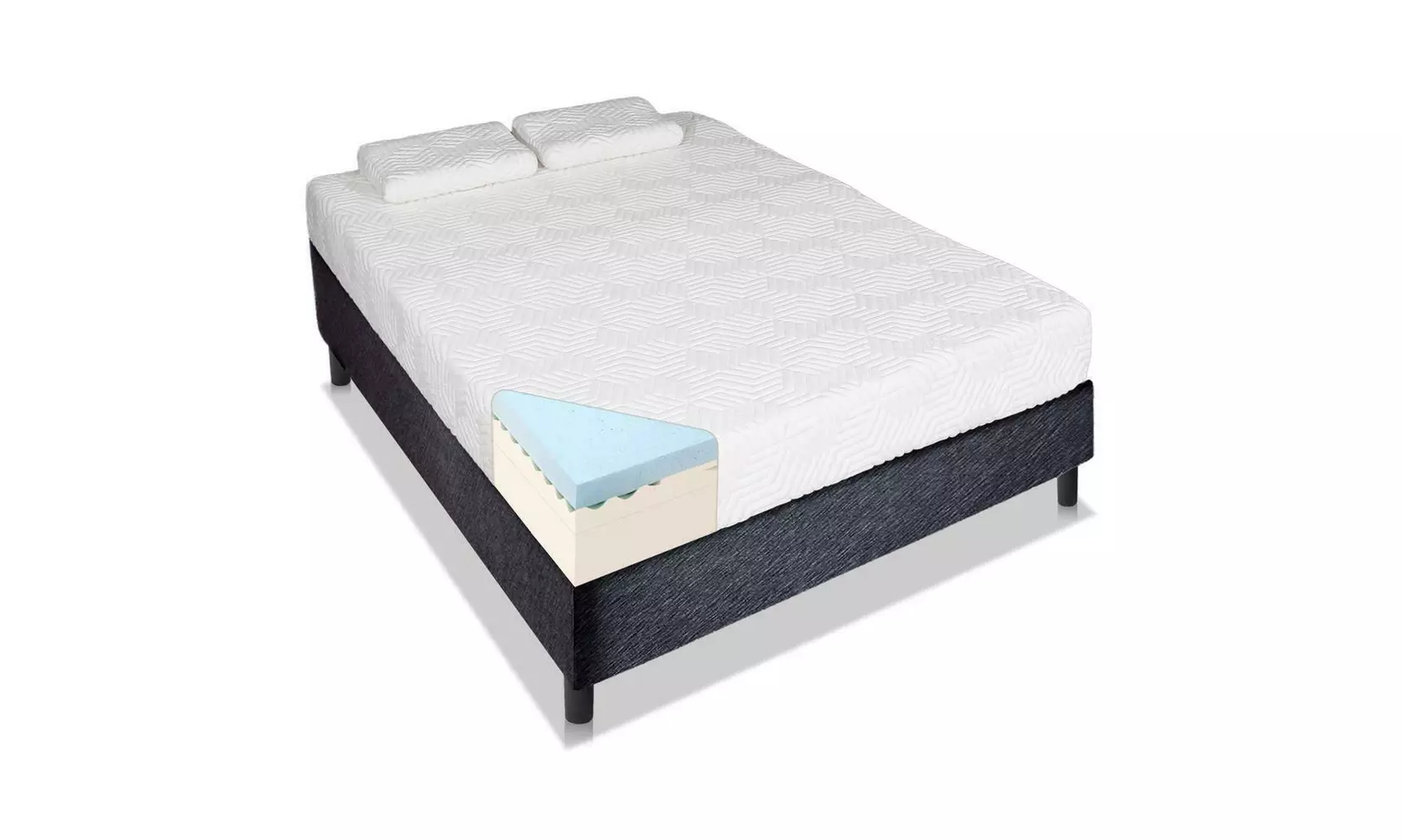 New Mattress 14" Inch Cozy Cool Medium Memory Foam 2 Free Pillows Queen Size - Primary Image