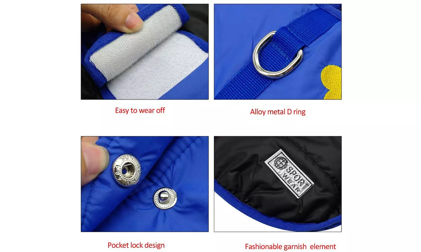 Winter Waterproof Warm Reversible Dog Vest Coats Jackets Outwear