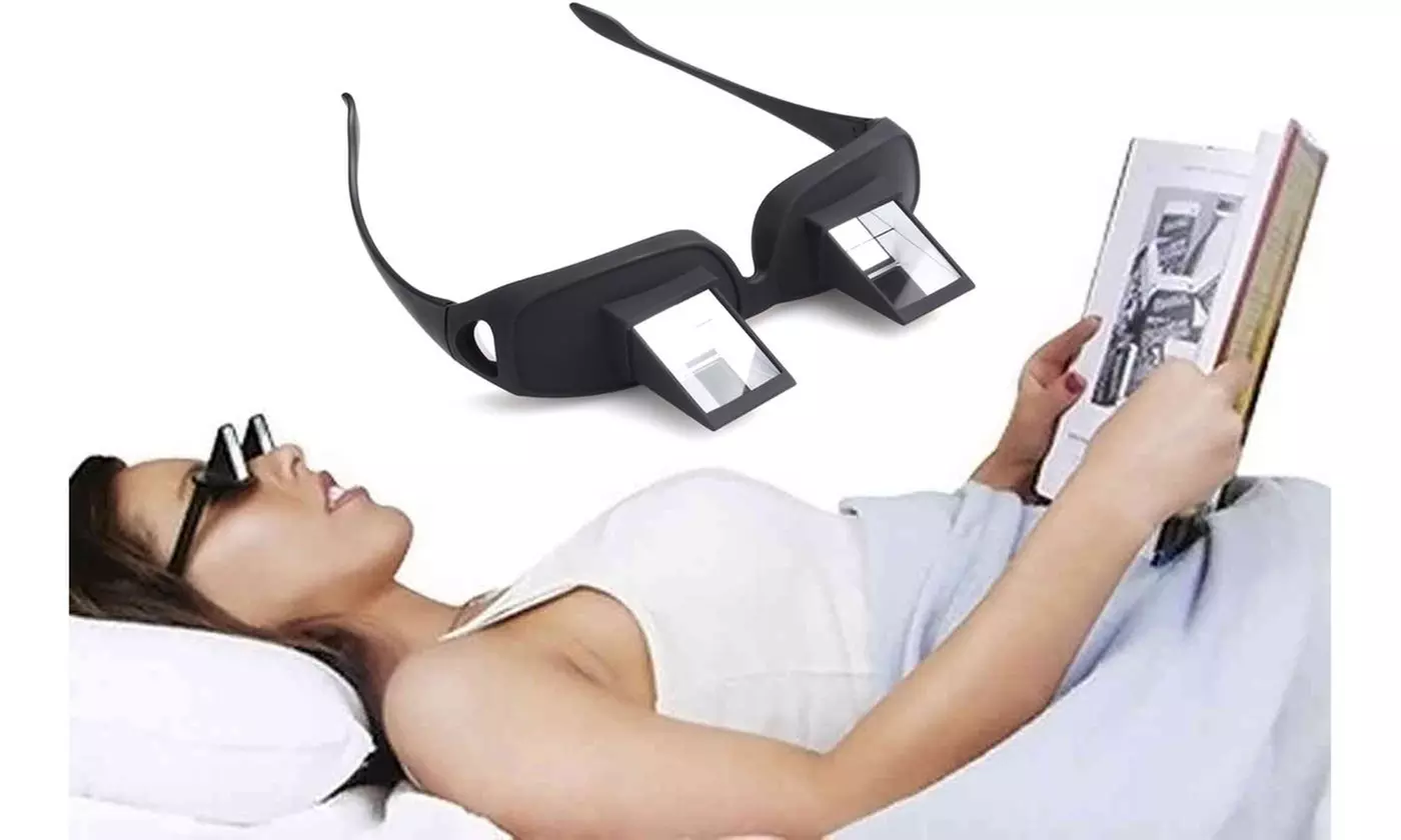Prism Eye Glasses Horizontal Lazy Lie Down Bed Watching Reading Spectacles - Primary Image