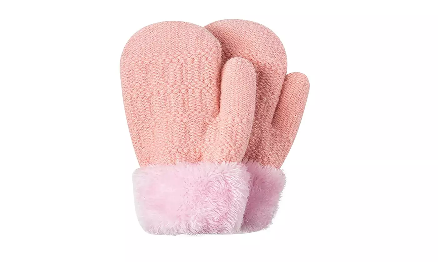 Winter Warm Fleece Lined Thick Thermal Mittens Gloves for Baby Kids