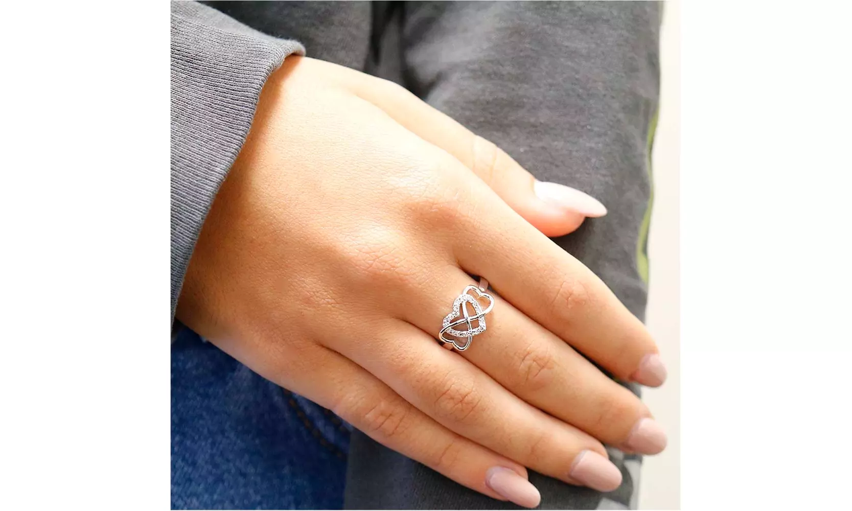 Infinity Heart Bang Plated in 18K White Gold In Sizes 6 - 9