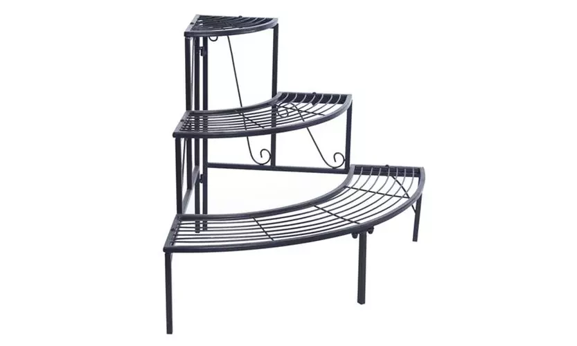 3 Tier Quarter Round Plant Corner Shelf Plant Stand Outdoor - Primary Image