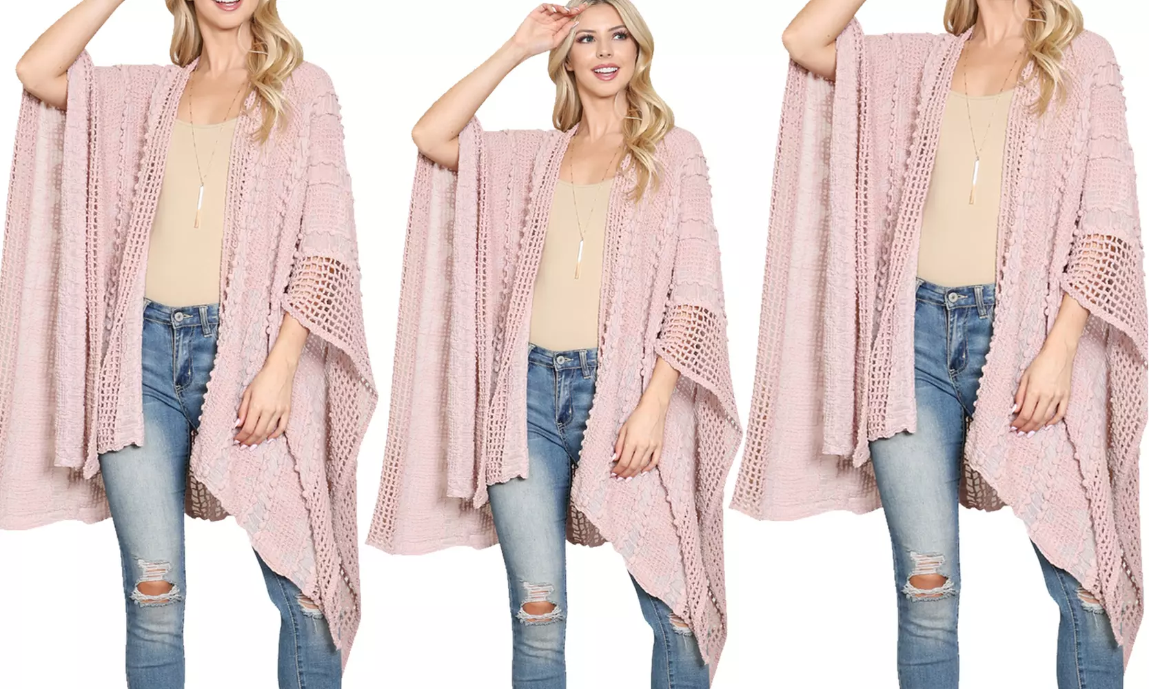 Riah Fashion Pompom Palmer Kimono