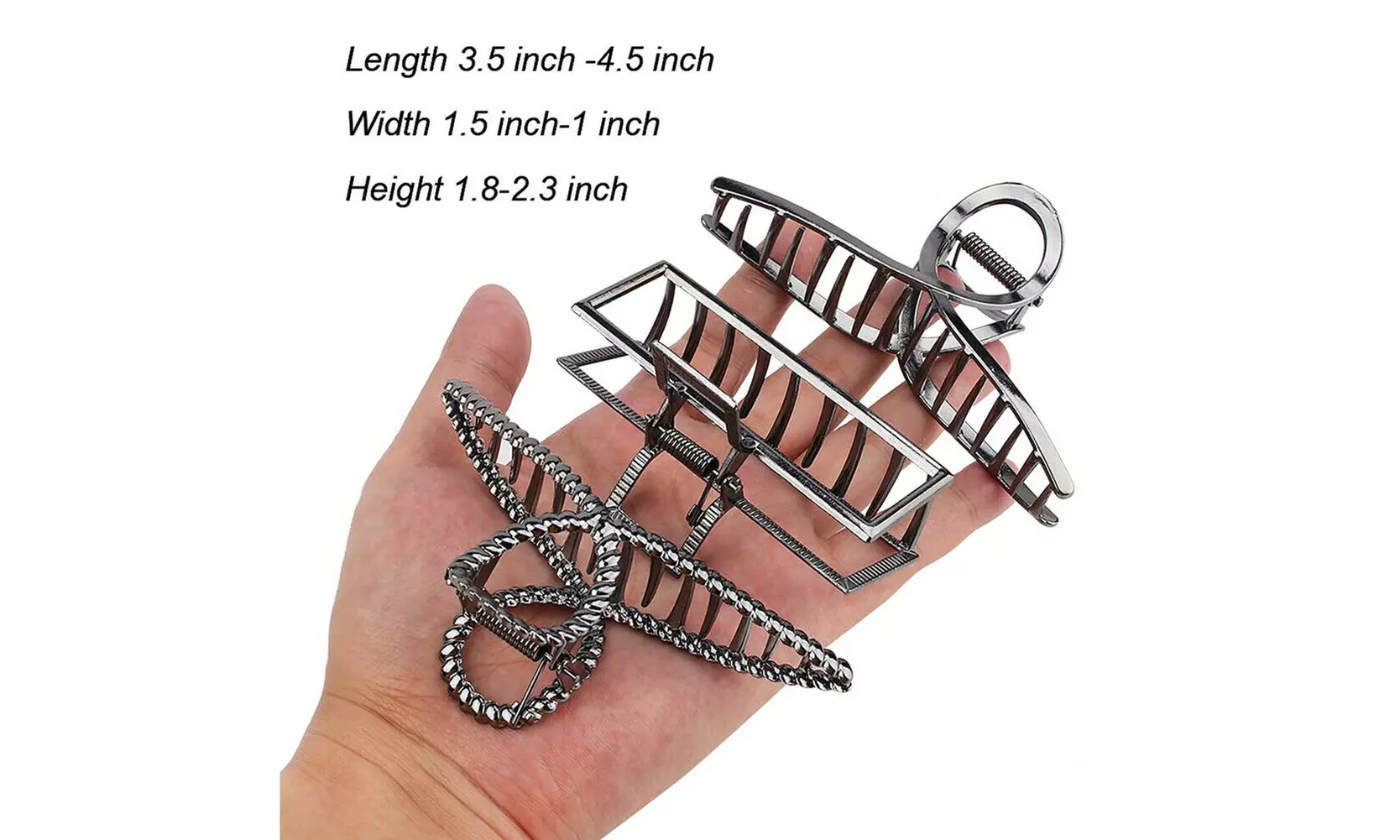 US 5-10 Pack Metal Jumbo Hair Claw Clip Large Strong Hold for Thick Hair Nonslip