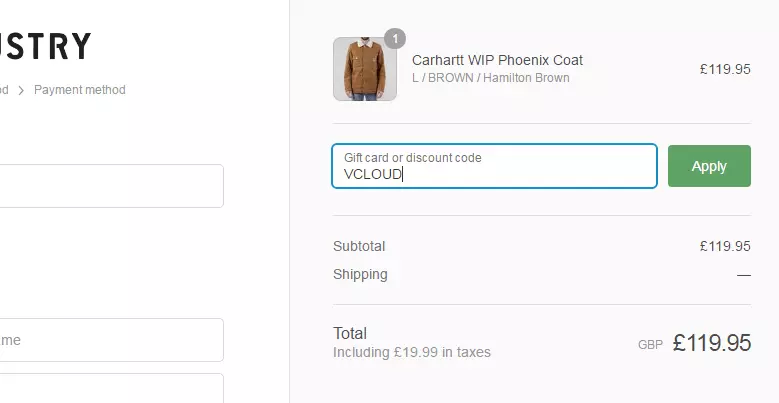 How to use an urban industry discount code