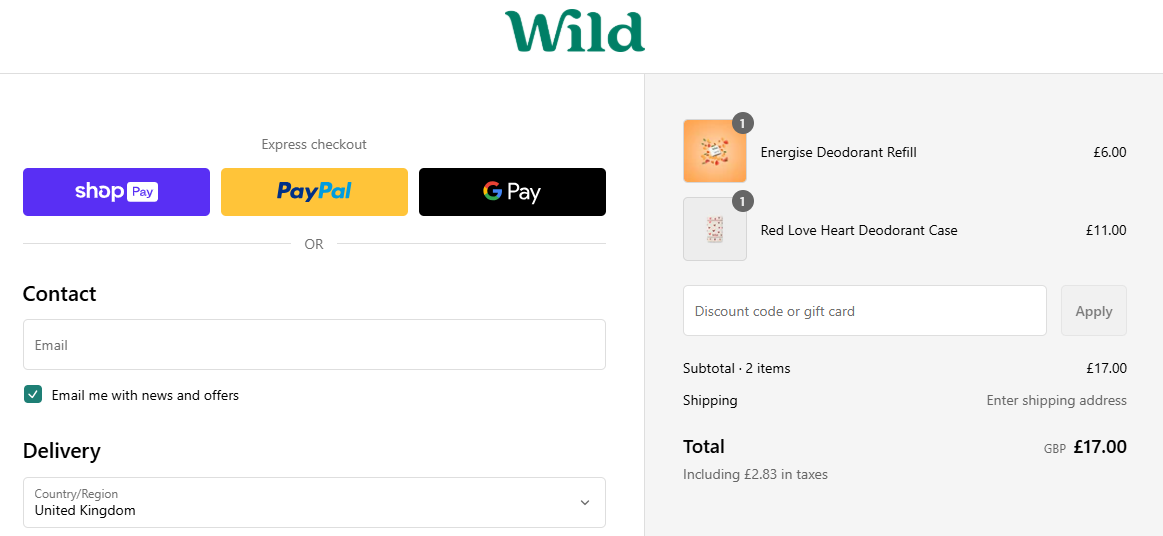 Wild Deodorant discount code