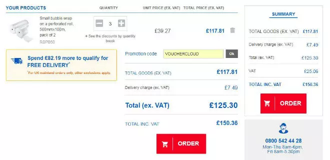 Rajapack voucher window