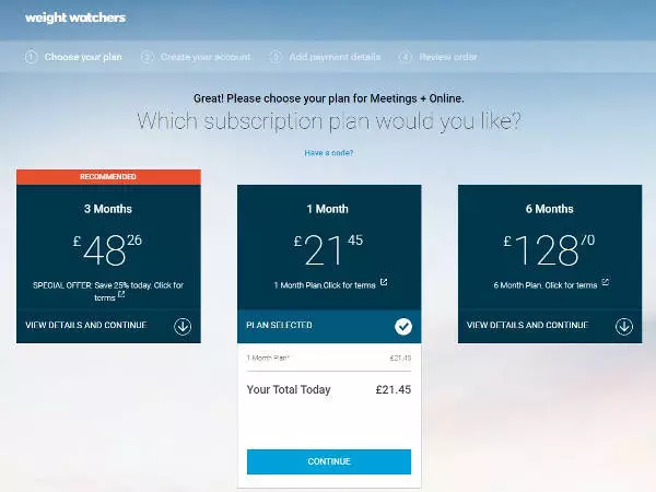 weight watchers promo code