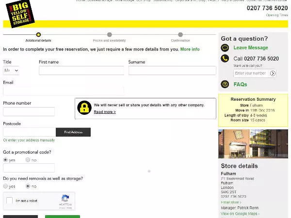 Big Yellow promo code