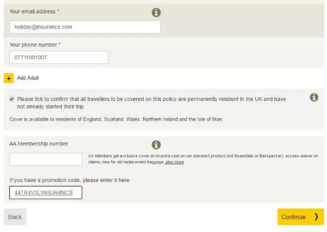 AA Travel Insurance Voucher Code
