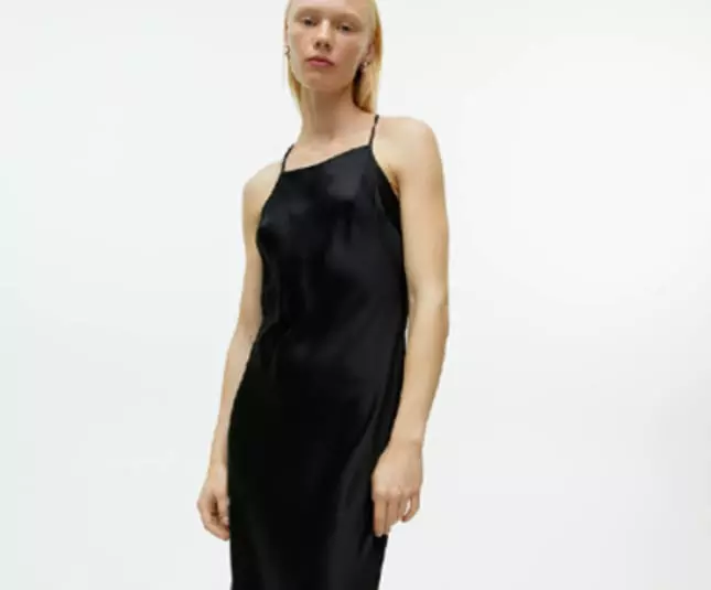 Long black silk slip dress | 10 casual work Christmas party outfits