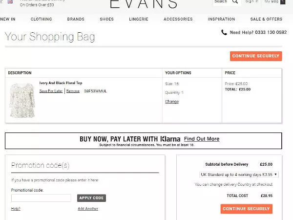 evans promo code