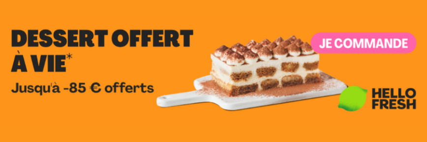 Code Promo Exclusif: Jusqu'à -85€ + dessert à vie chez HelloFresh