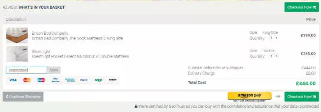 Mattressman voucher window