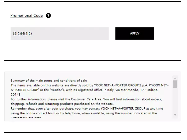 armani promo code