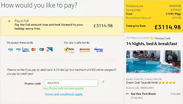 thomas cook voucher discounts