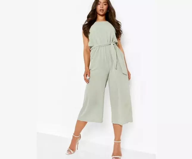 Summer wedding guest sage green jumpsuit Boohoo vouchercloud