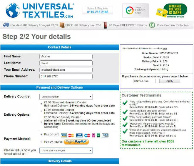 Universal Textiles Voucher Code