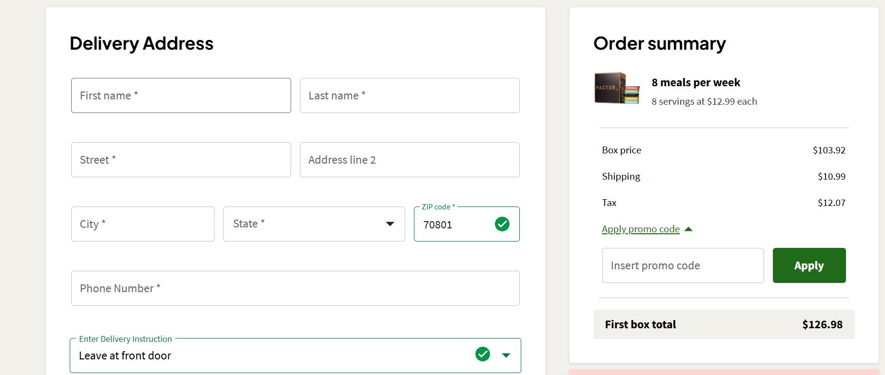 Factor promo code application